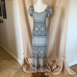 Gray/silver Superstition New York Patterned Short-Sleeve Maxi Dress
